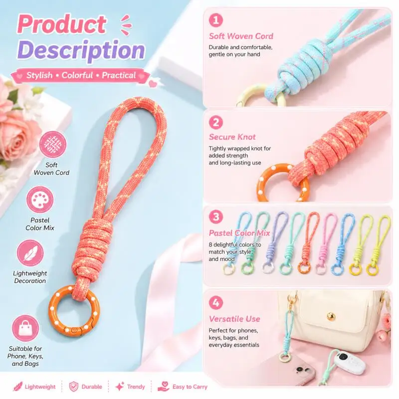 พวงกุญแจถักมือสำหรับโทรศัพท์มื - Phone Accessories Holder Car บทวิจารณ์และราคา